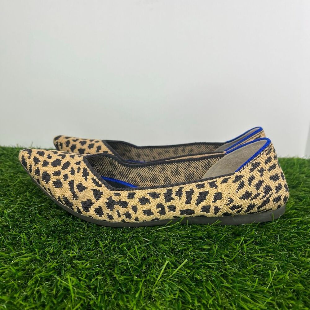 Rothy's The Point Leopard Cheetah Animal Print Ballet Flat Shoes Size 7